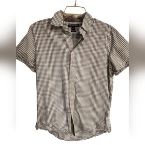 Michel Kors mens shirt plaid blue and white size M classic fit